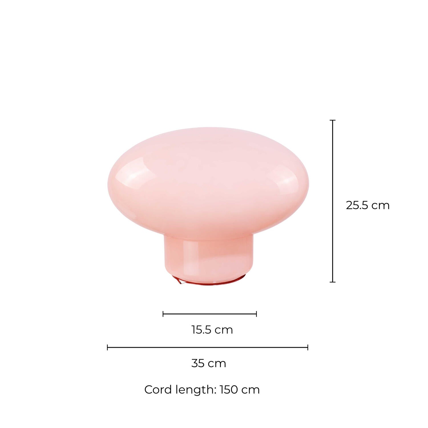 Ovalie XXL bordlampe, H25,5 cm - pink glas